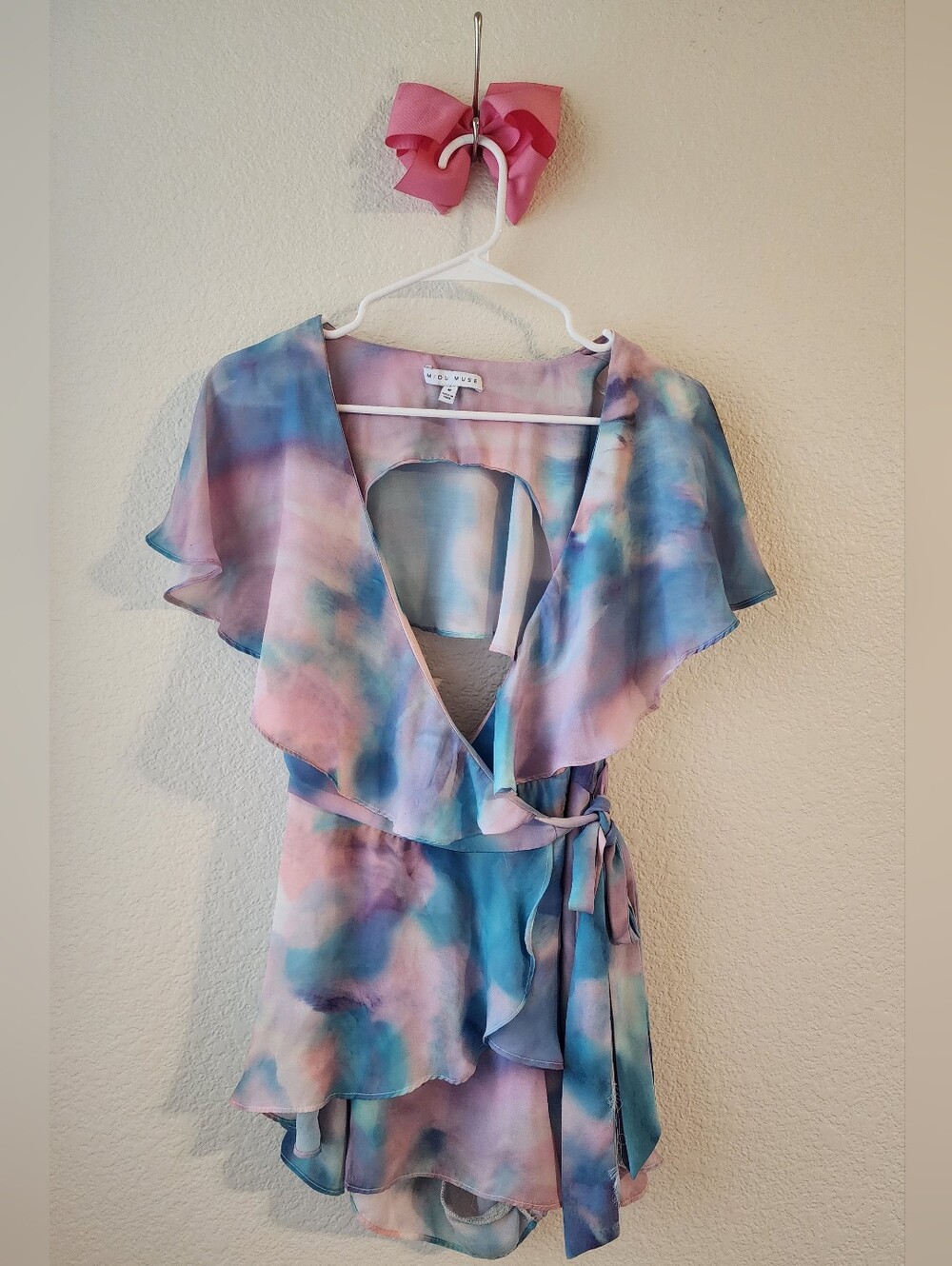Pastel Watercolor Ruffle Mini Romper - Multicolor